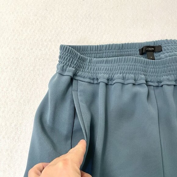 J Crew Pull-On Crepe Trouser Pant Tulip Hem Preppy Classic Teal Blue size 8 - Picture 3 of 7